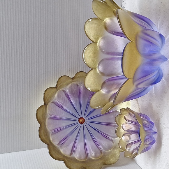 Other - #AEO 3 Piece of Walther Glas Marrakech petal bowls And Plate gold and purple